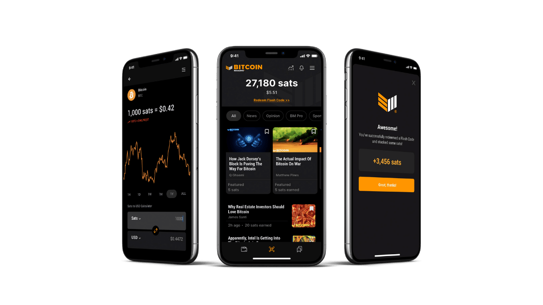 Bitcoin Magazine App preview.