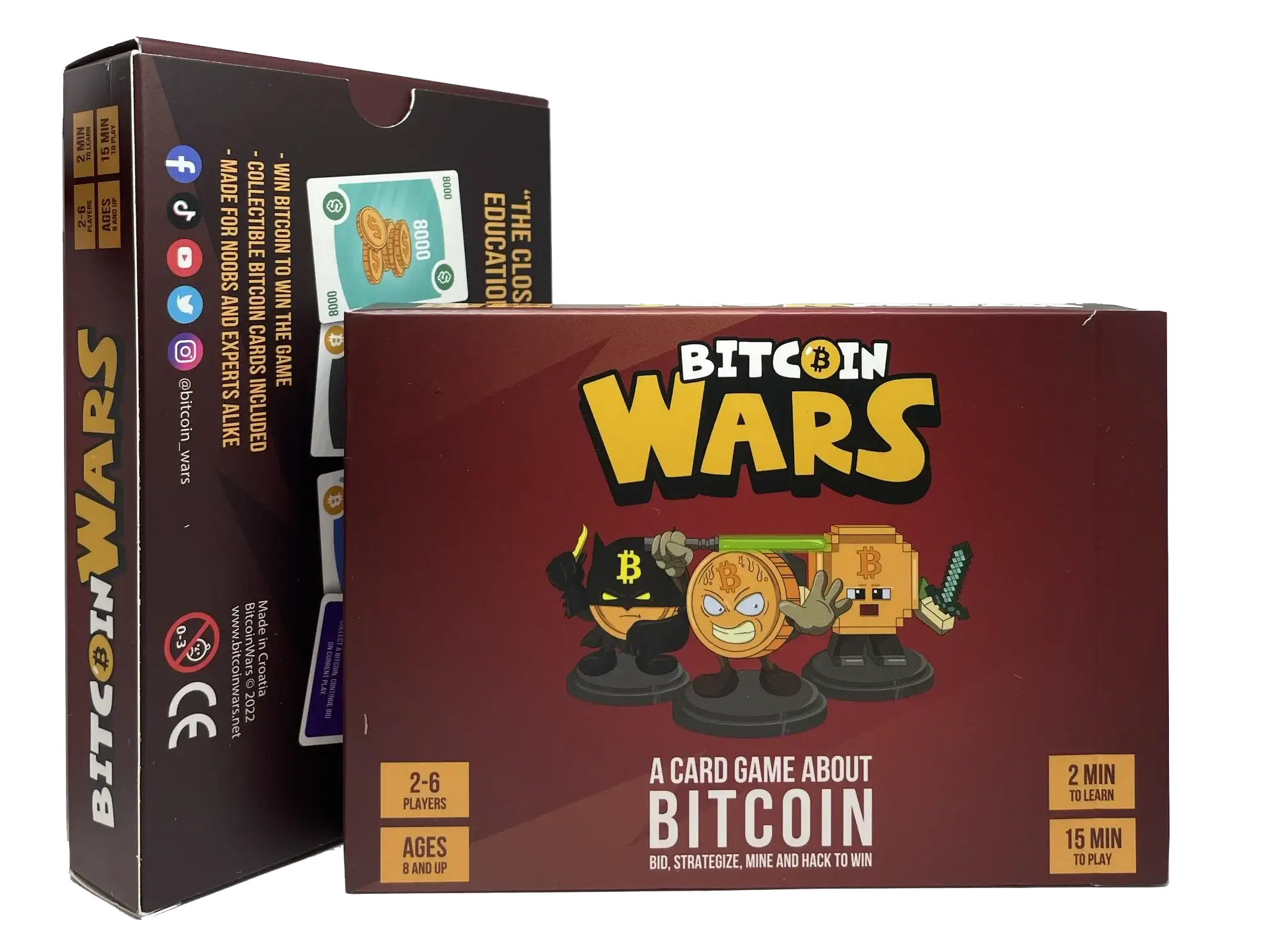 The BitcoinWars Bitcoin board game box.