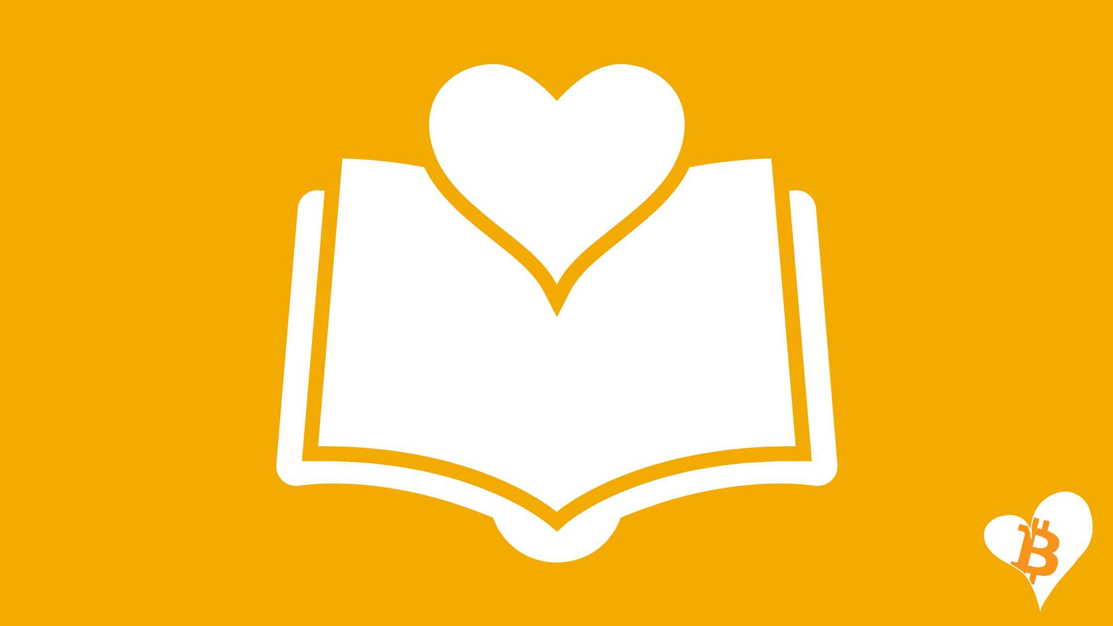 Silhouette of an open book with a heart on top to represent the love for Bitcoin children's books.